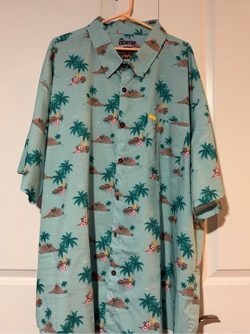 DIXXON 5XL “The Makena” Island Print Short Sleeve Button-Down Party Shirt, EUC